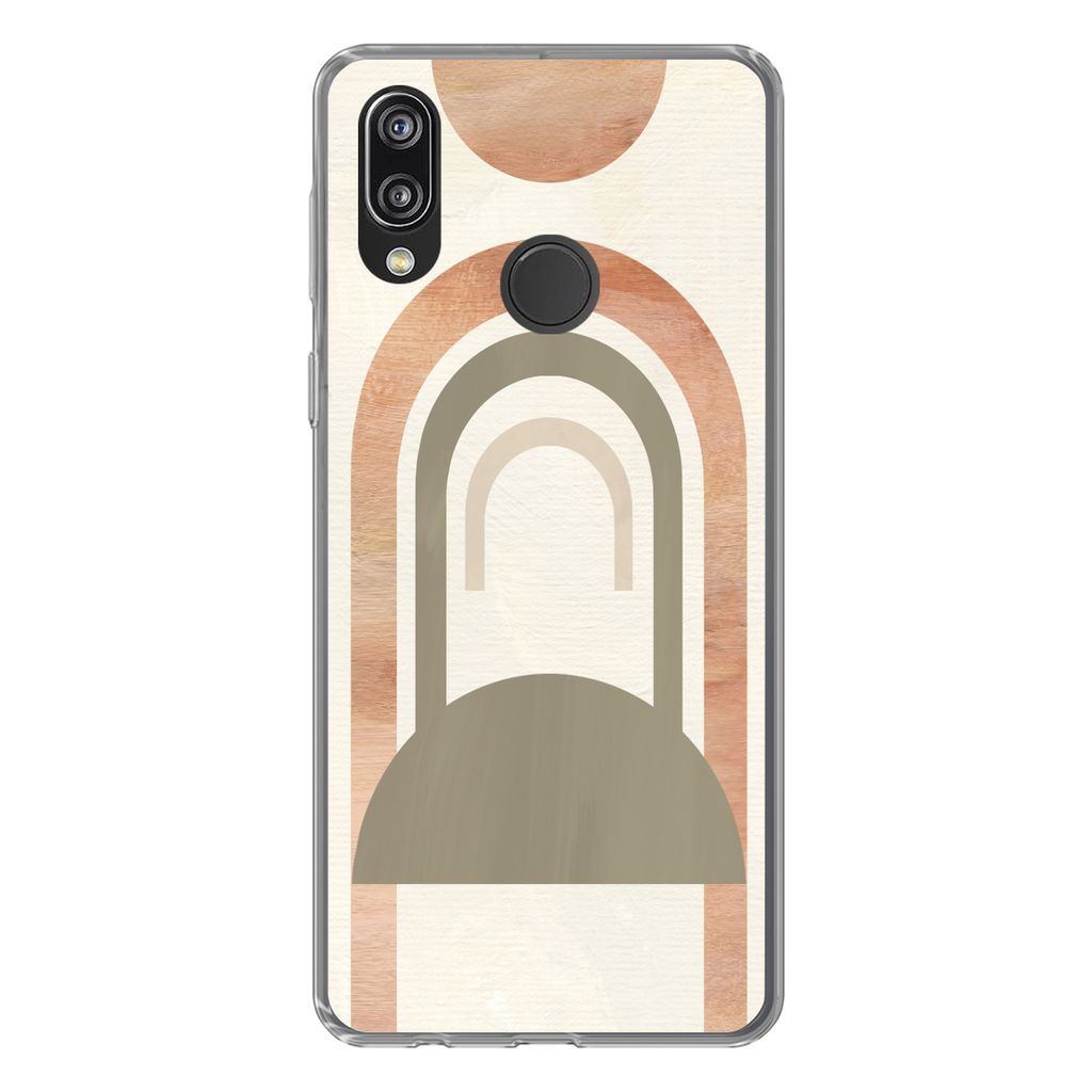 MuchoWow Handyhülle Schutzhülle Hülle für Huawei P20 Lite (2020) Rosa - Grün - Abstrakt Silikon Softcase Handy Hülle - Kartenhalter