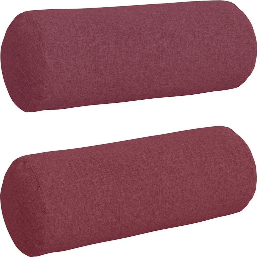 Coussin d'assise cylindrique rouge vin lot de 2 pour banc et canapé tissu