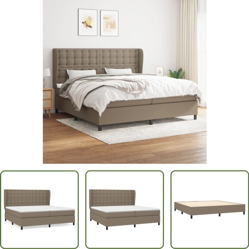 The Living Store Boxspringbett mit Matratze Taupe 200x200 cm Stoff