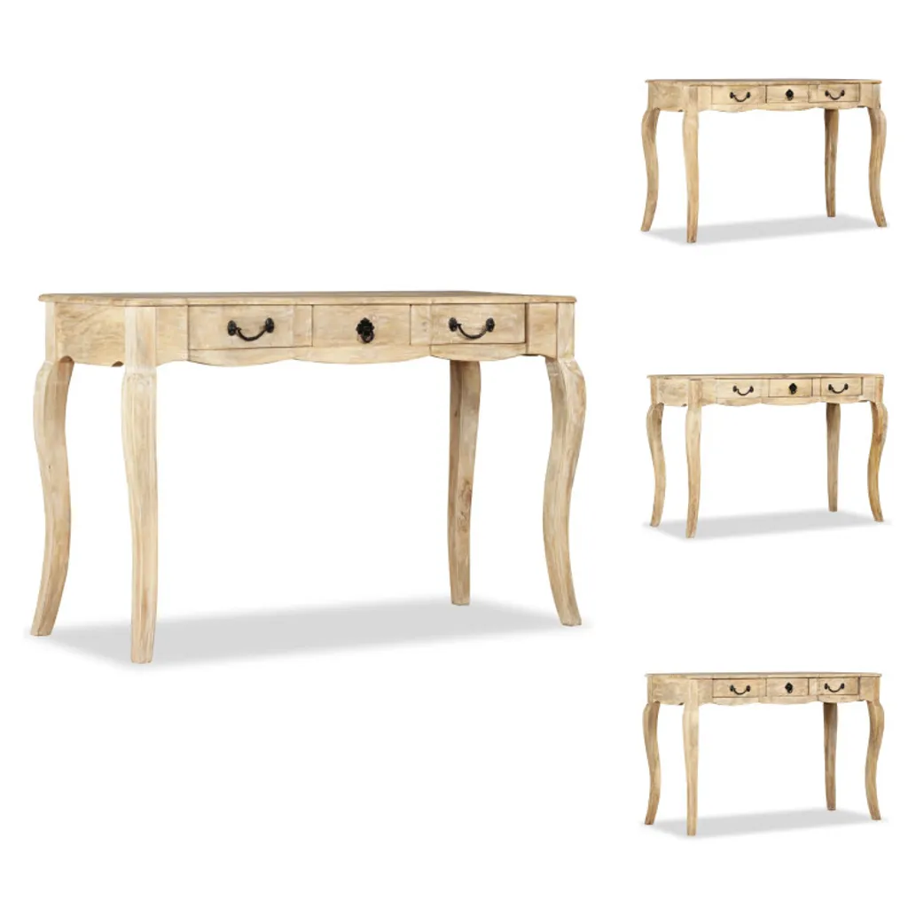 Table d'Appoint Longue en Bois de Manguier Massif Style Industriel