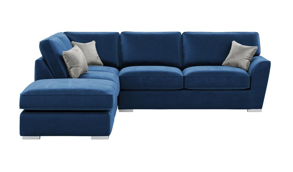 Linksseitiges Ecksofa mit gut angepasster Rückenpolsterung Majestic - blau - Velluto 11/hellgrau - Velluto 15