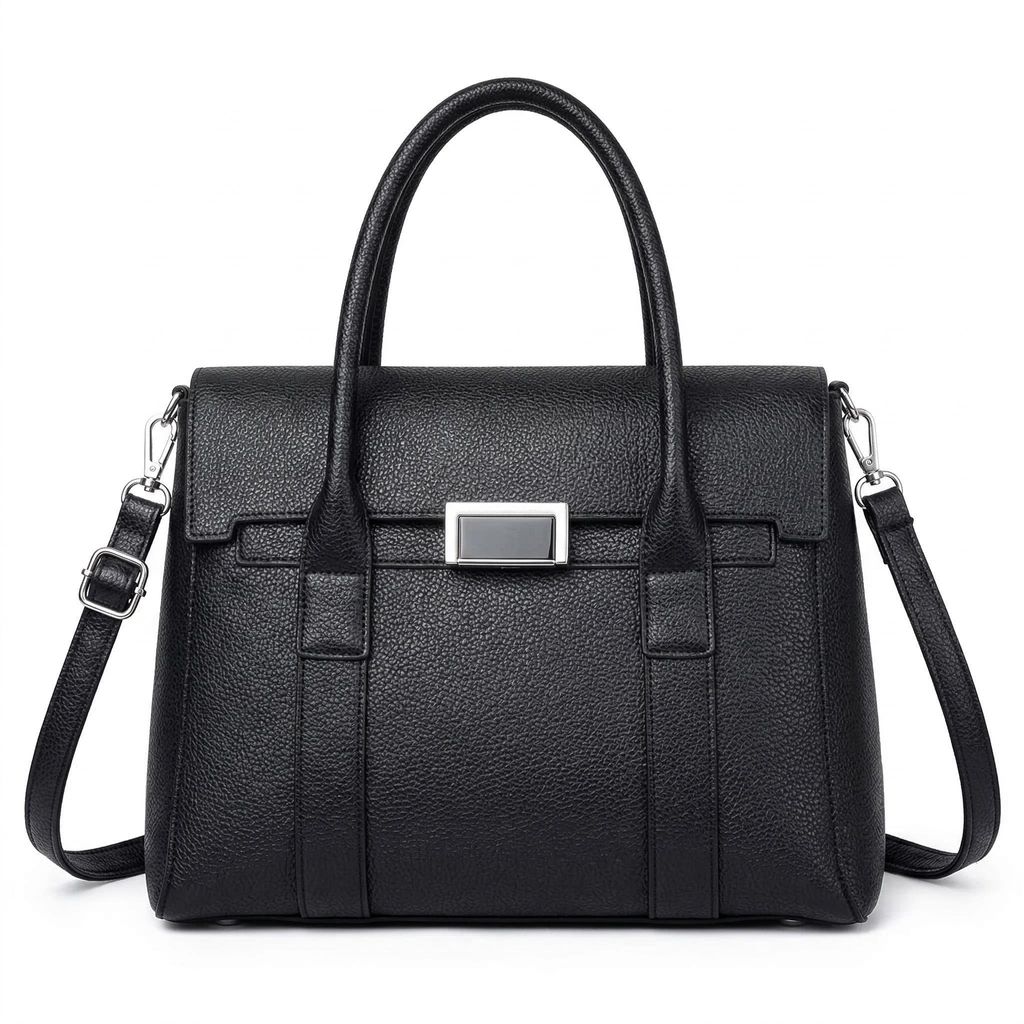 Damen Handtasche aus Echtleder – Schwarz Leder Umhängetasche & Schultertasche – Vintage Crossbody Bag klein