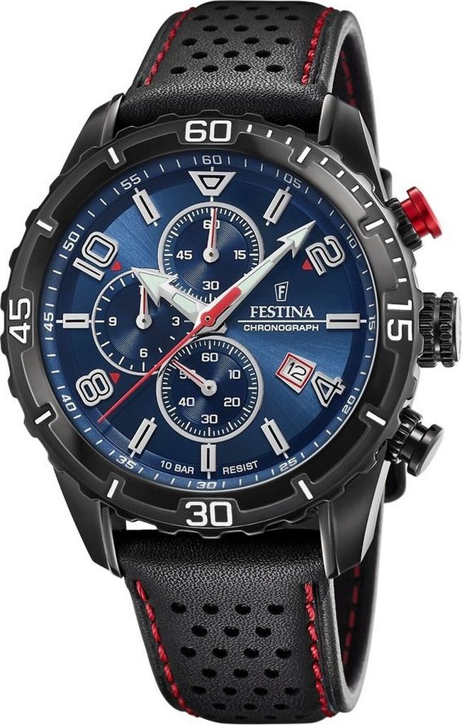 FESTINA Herrenuhr Chronograph Leder schwarz F20519/2