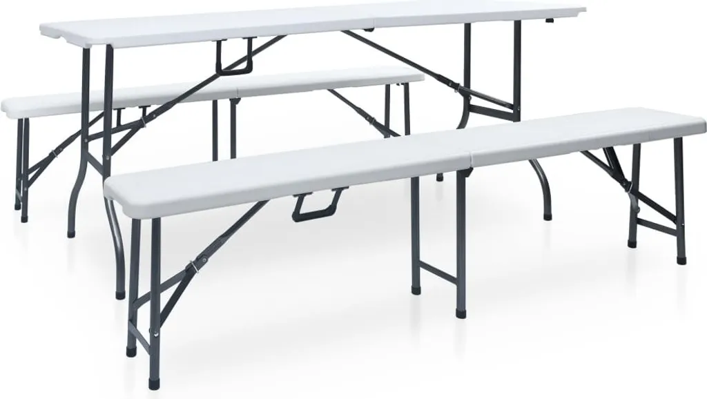 Gagnez de la Place avec ce Set Table de Jardin et Bancs Pliables de 180 cm