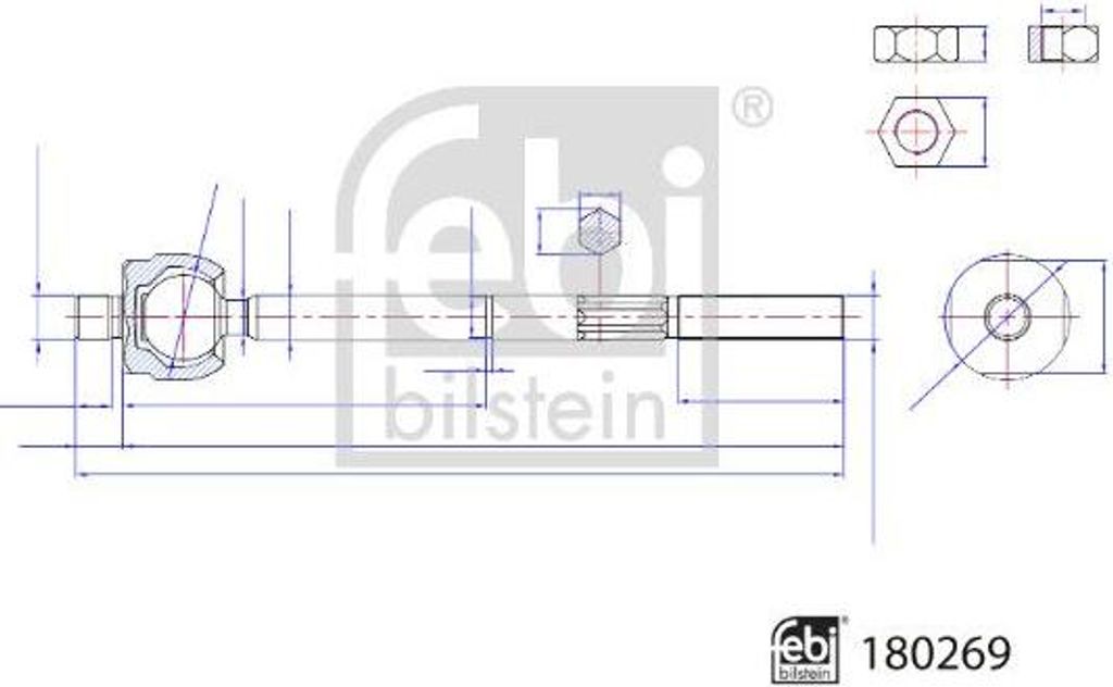 FEBI BILSTEIN 180269 Axialgelenk, Spurstange OE 1623140880 kompatibel mit C3