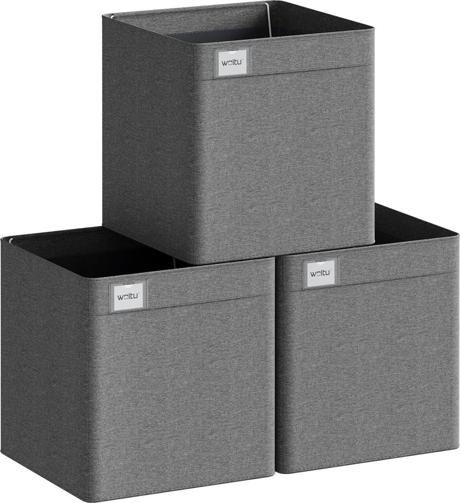 Faltbare Aufbewahrungsboxen - 3er Set Stoffboxen - Mit Beschriftungsfenster - Quadratisch - 34 L, 32,5x32x32,5 cm - 10 kg - Grün