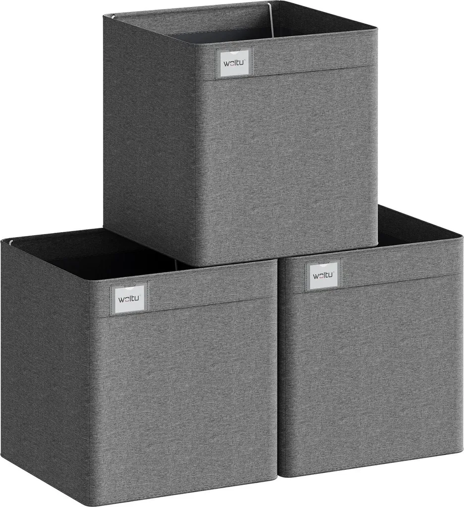 Organisateur de penderie pliable en tissu Vert - Set de 3 bacs Taille M