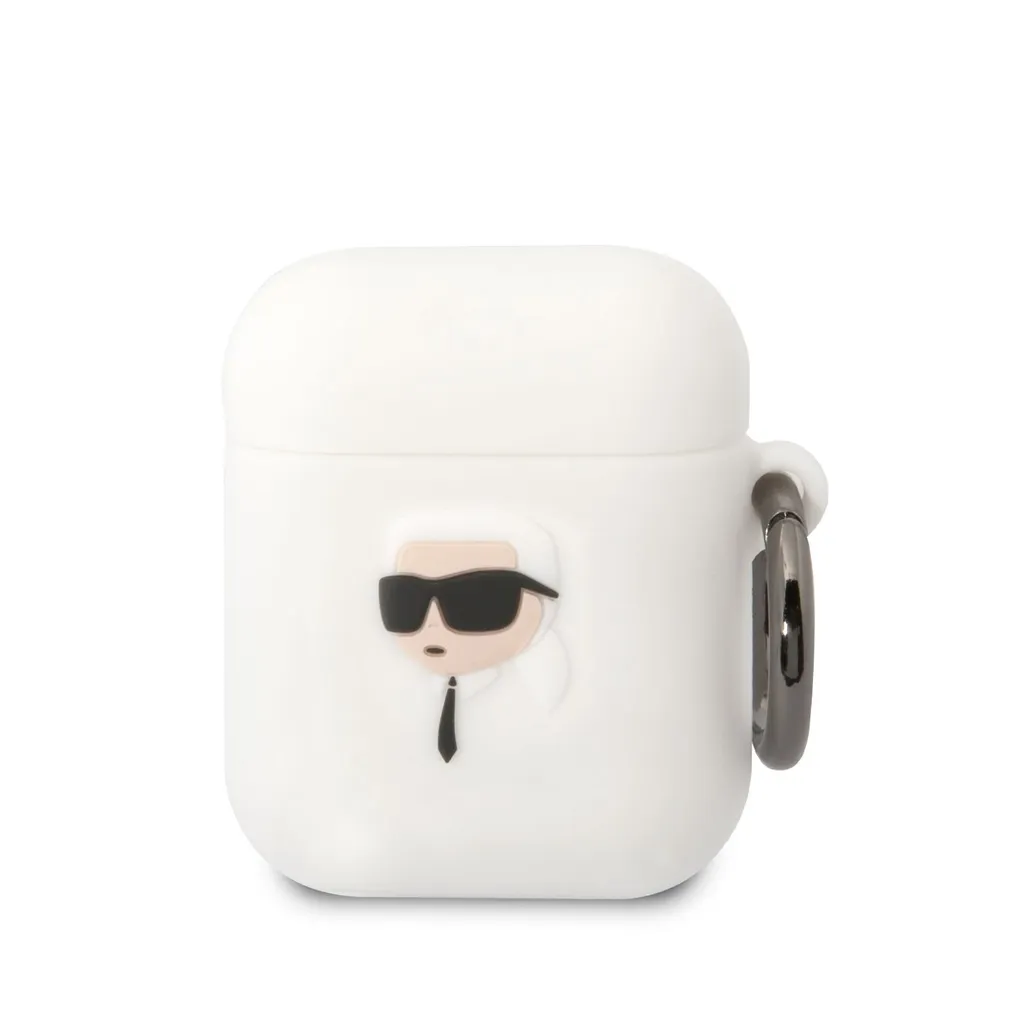 Cover AirPods 1/2 Karl Lagerfeld Bianca Silicone Karl Head 3D Originale