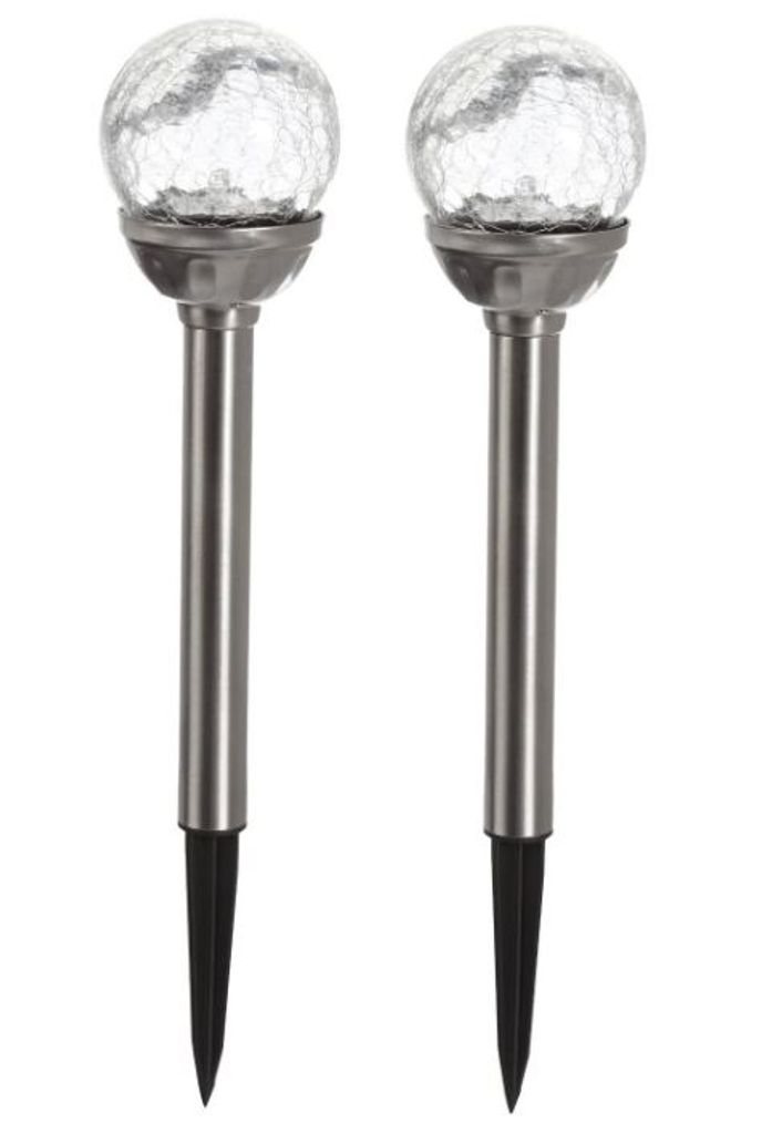 Best Season LED-Solar-Stäbe mit Kugel, 2er Set silber, Produktbild 