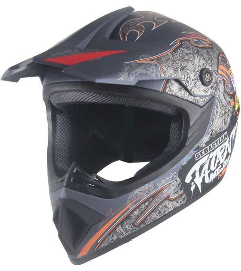 Crosshelm Helm Kinderhelm Motorradhelm Motocross Quad Mejia Grau Matt Größe XL