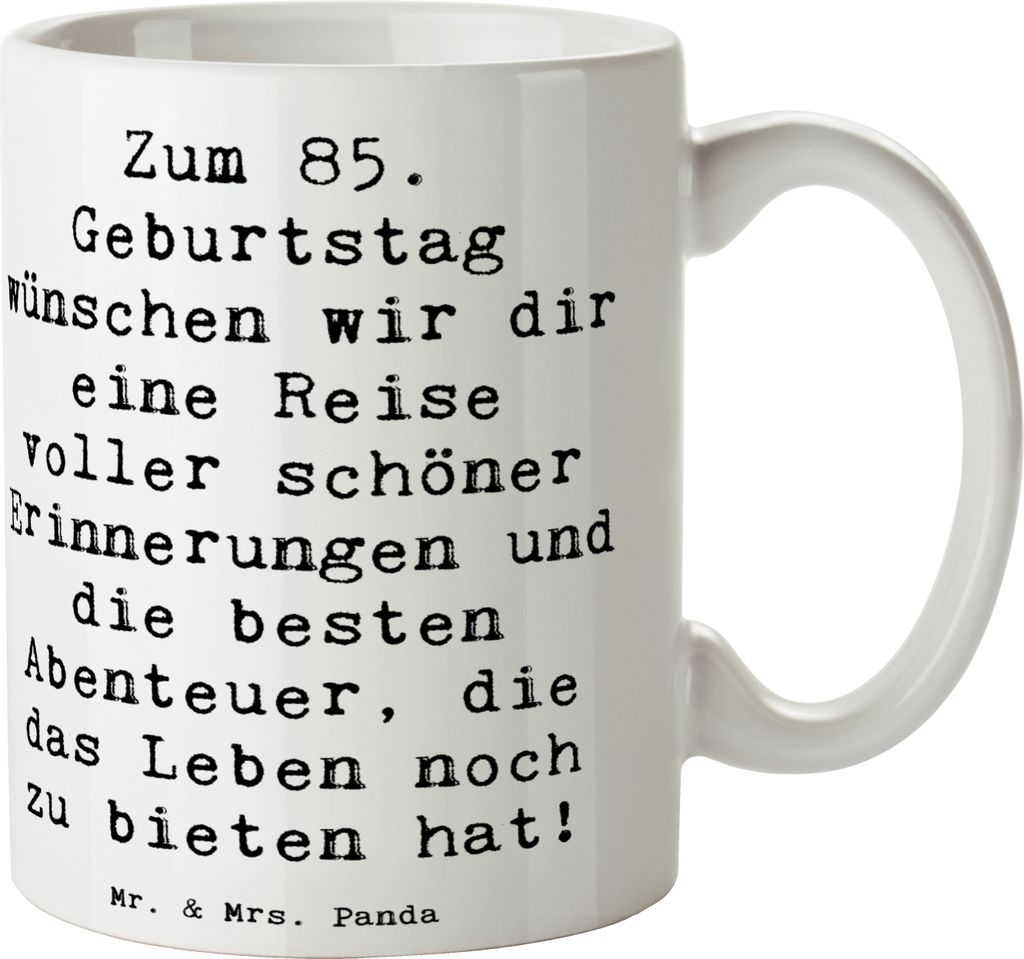 Mr. & Mrs. Panda Bedruckte Tasse Spruch 85. Geburtstag - Weiß - Geschenk, Handgefertigte Geschenke, Geburtstagsgeschenk, Kapitel des Lebens, Kaffe...