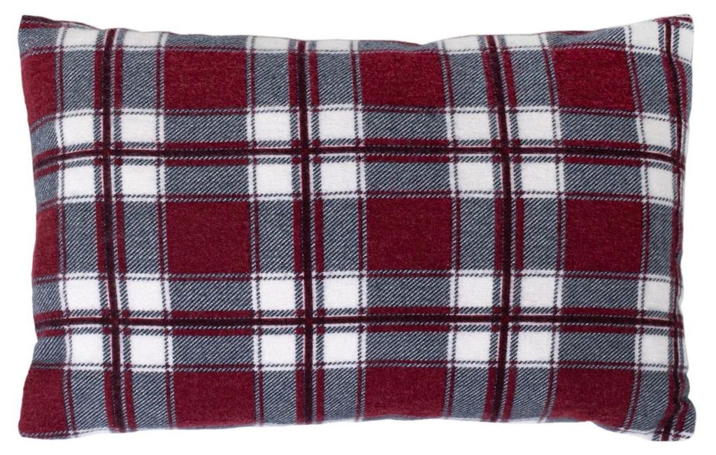 Zirbenkissen 30x20cm, Flanell Karo-rot + Bio Inlett natur Zirbenholzspäne im Zirbenholzkissen