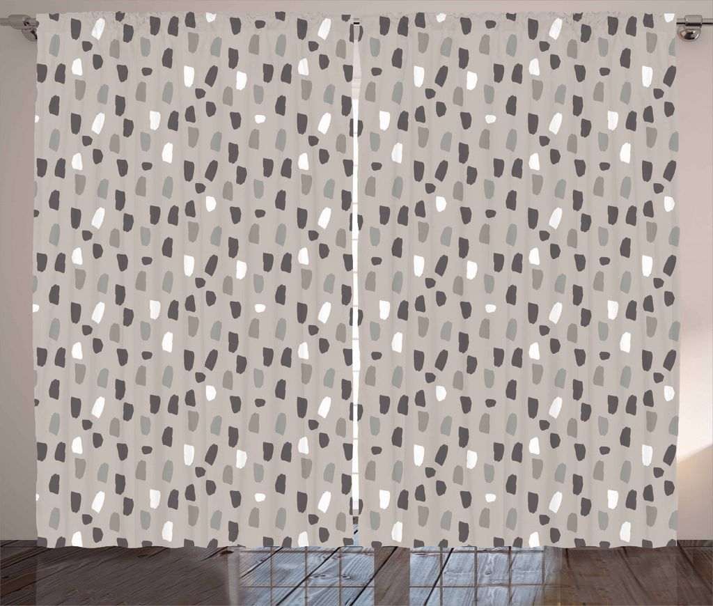 ABAKUHAUS Geometrisch Rustikaler Gardine, Acryl Pinselstriche, Schlafzimmer Kräuselband Vorhang mit Schlaufen und Haken, 280 x 245 cm, Mehrfarbig