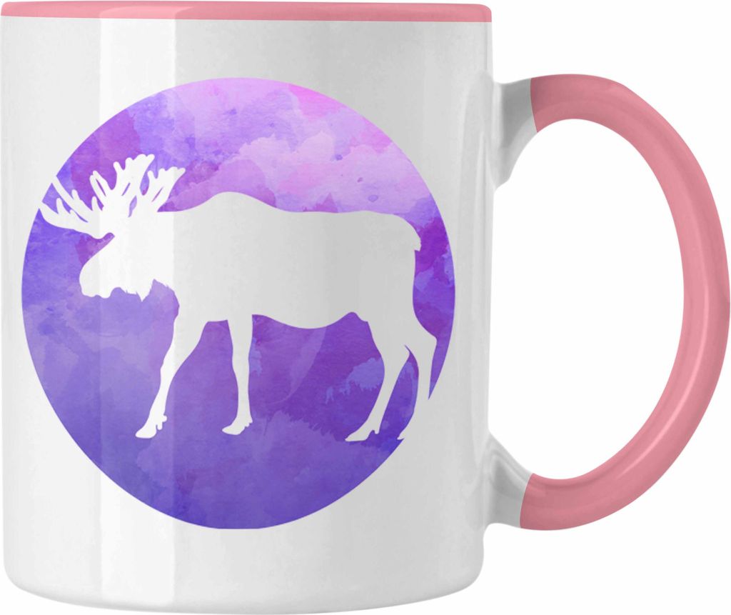 Trendation - Norwegen Geschenke Tasse Flagge Nordkap Elch (Rosa)