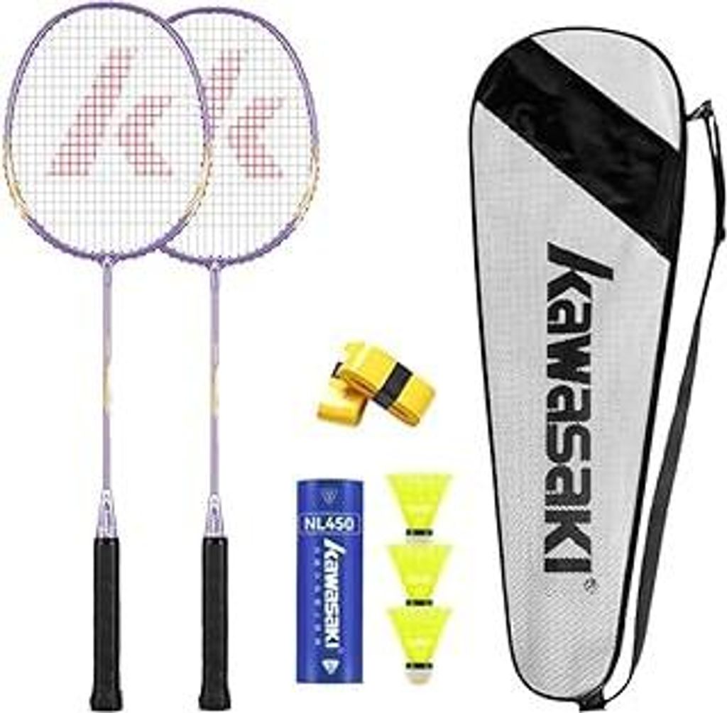 Profi Badminton Schläger Set - 2 Leichtgewicht Rackets, 3 Bälle, 2 Handgrips, 1 Schlägertasche - Für Training Und Sport