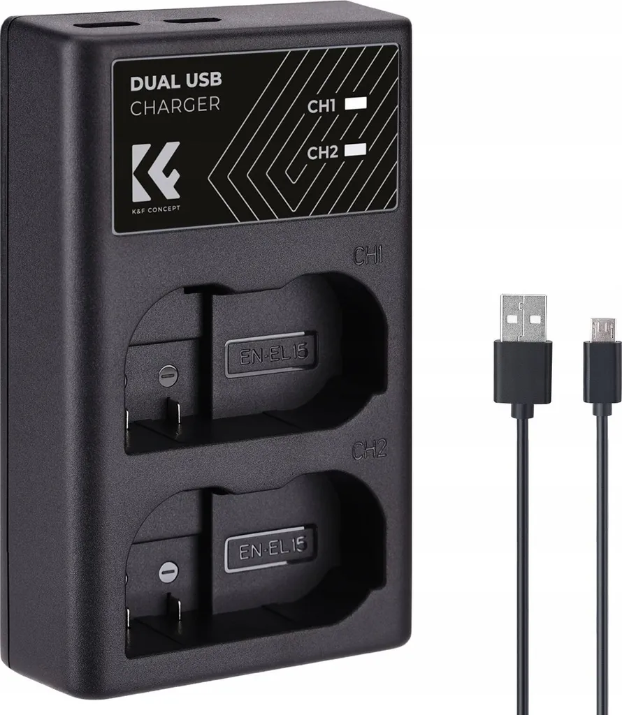 Chargeur Double EN-EL15 avec Écran LCD pour Nikon D7000 D7500 D850 D750