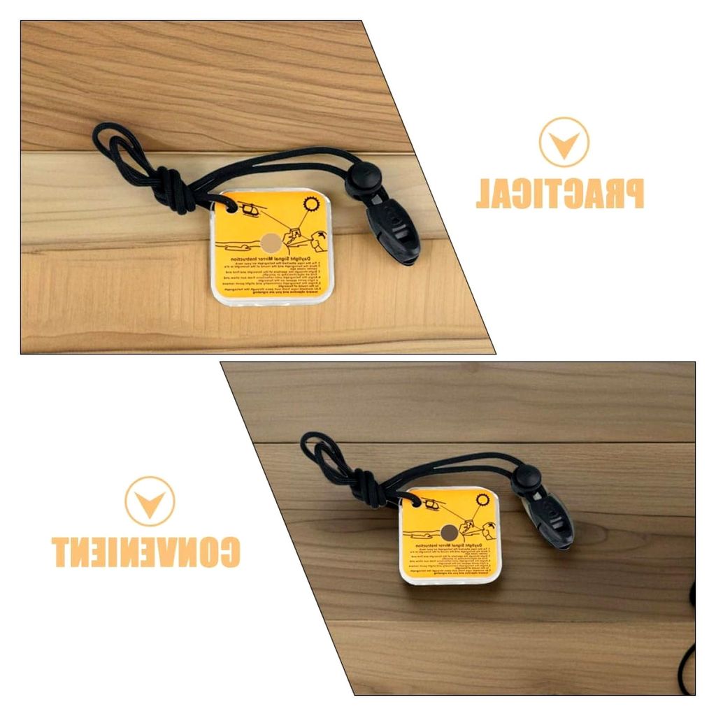 2 Stück Tragbarer Überlebenssignalspiegel aus Widerstandsfähigem Material mit Reflektierender Oberfläche und Trageband für Notfälle beim Wand...