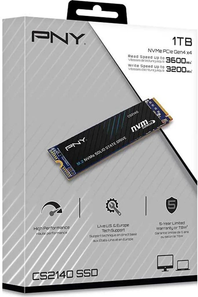 PNY CS2140 SSD 1TB M.2 NVMe Gen4 - Disque Interne Haute Performance