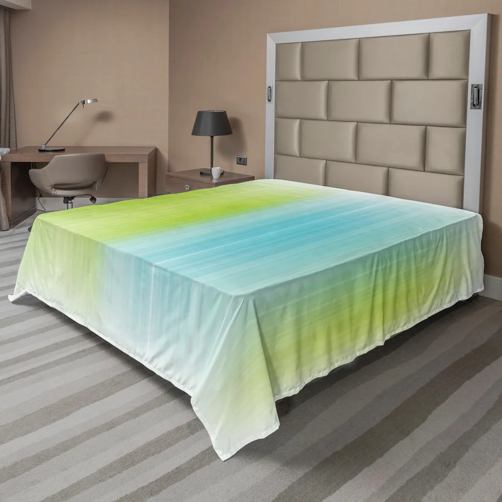 Drap plat sans repassage bleu vert 266x260 cm doux et anti-plis