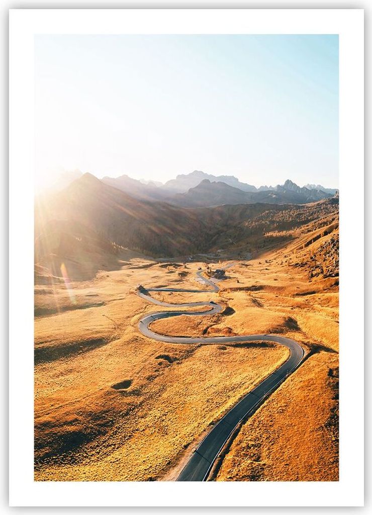 Poster - Poster ohne Rahmen - Sonne Berge Weg - 50x70 cm - Wand Bild - Wanddeko - Wandbilder - Kunstposter - Wandposter - Bilder - Kunstdruck - Wan...