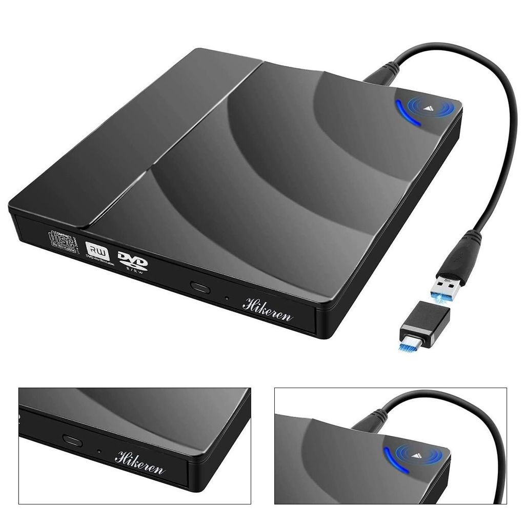 Externes DVD Laufwerk USB 3.0 , 24x Lesen & Schreiben, CD/DVD Brenner, Plug & Play, leise, kompatibel mit Windows & Mac