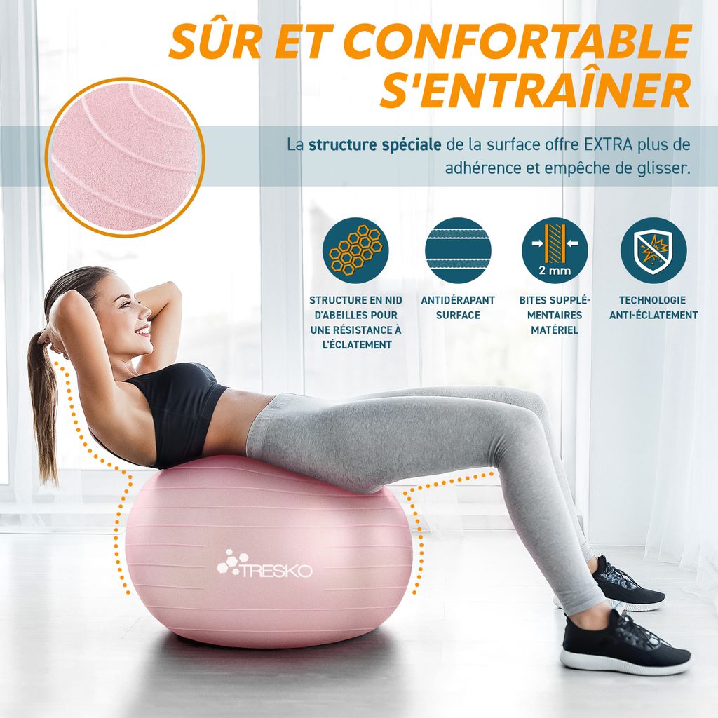 TRESKO Gym lopta (Rose-Gold, 55cm) s pumpou Fitness lopta Obrázok produktu 3