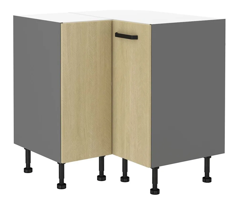 Armoire d'angle MYRIAM 90x90 cm anthracite avec motifs géométriques