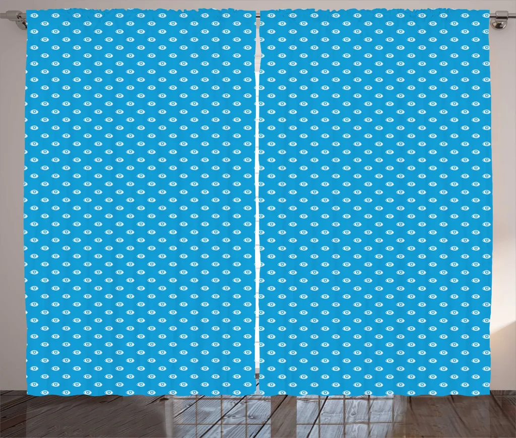 ABAKUHAUS Rideau moderne rustique New Age Eye See Queer bleu 280x225 cm