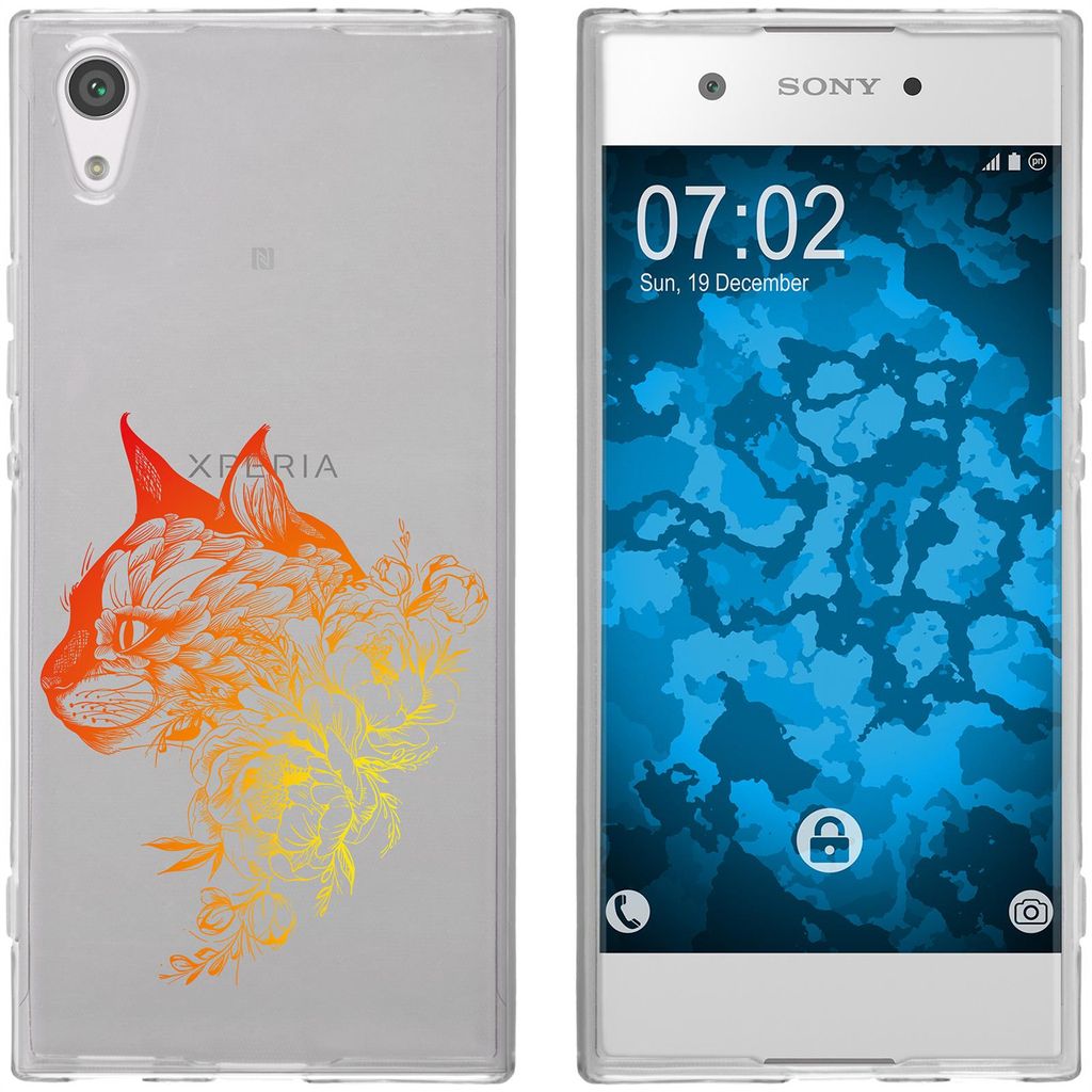 PhoneNatic Case kompatibel mit Sony Xperia XA1 Silikon-Hülle Floral Katze M2-2