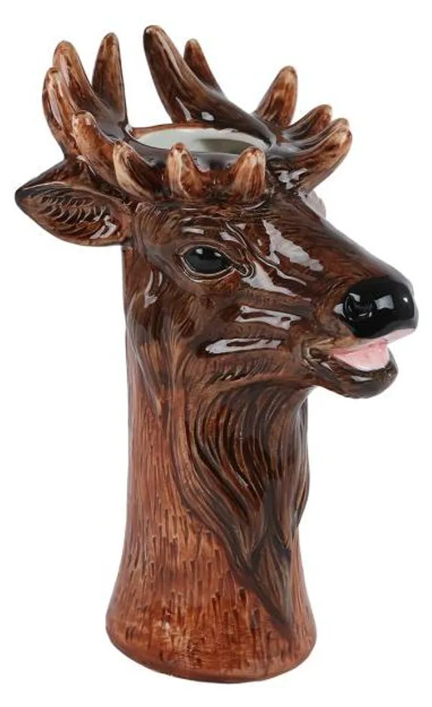 Vase cerf décoratif pour centre de table automnal - Céramique brune