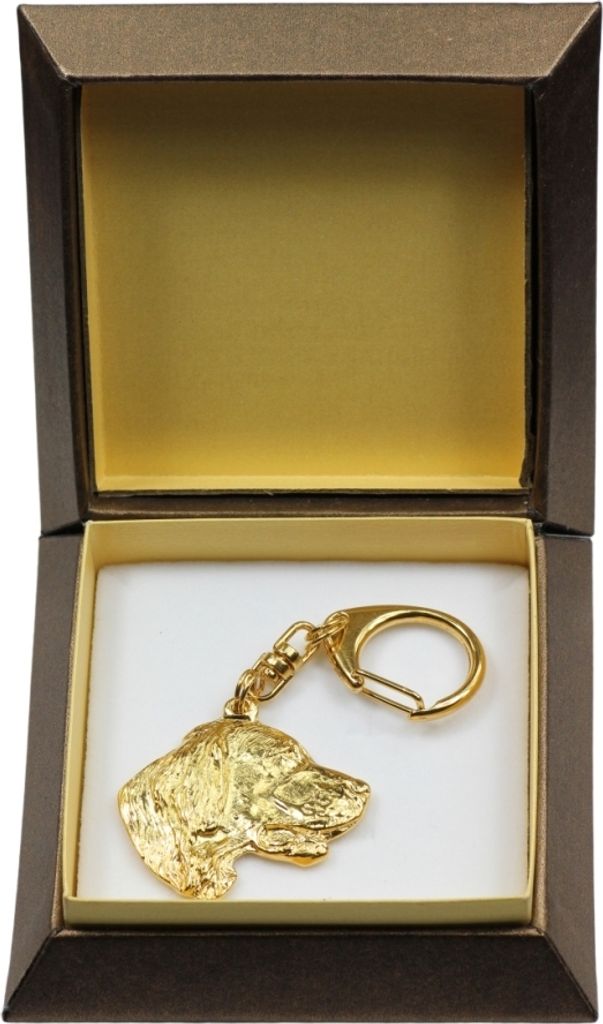 English Setter, Englischer Setter - Vergoldeter Schlüsselanhänger mit Hund in Geschenkbox, Handtaschen-Dekoration, Luxus-Accessoire der Marke Art...