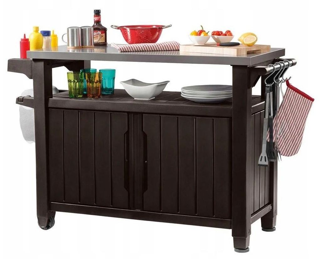 Outdoor Aufbewahrungstisch - Grilltisch/BBQ Serviertisch - Volumen 183 L - XL Größe - Für Garten