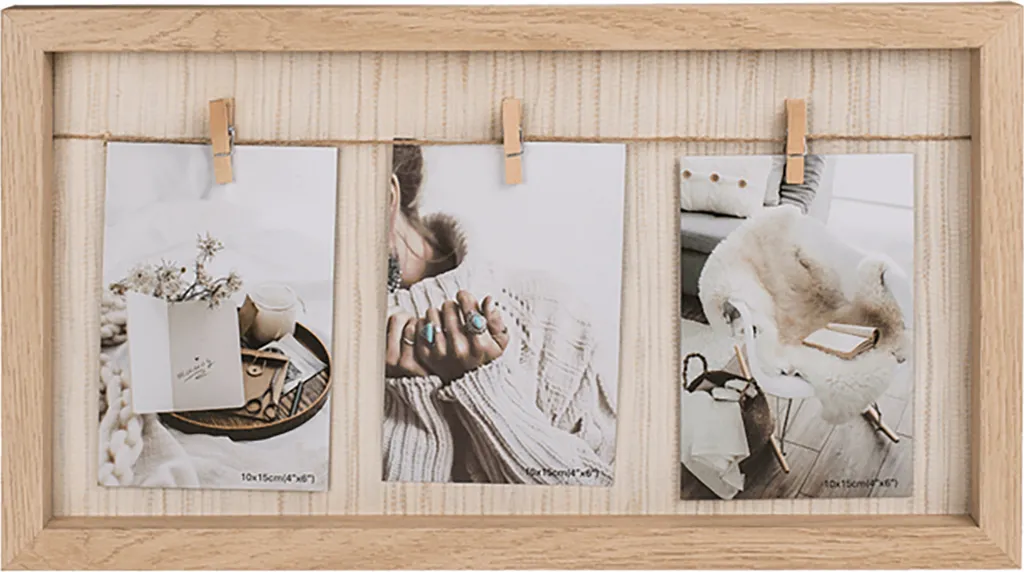Cadre photo créatif pour mariage et événements avec cordelettes et pinces
