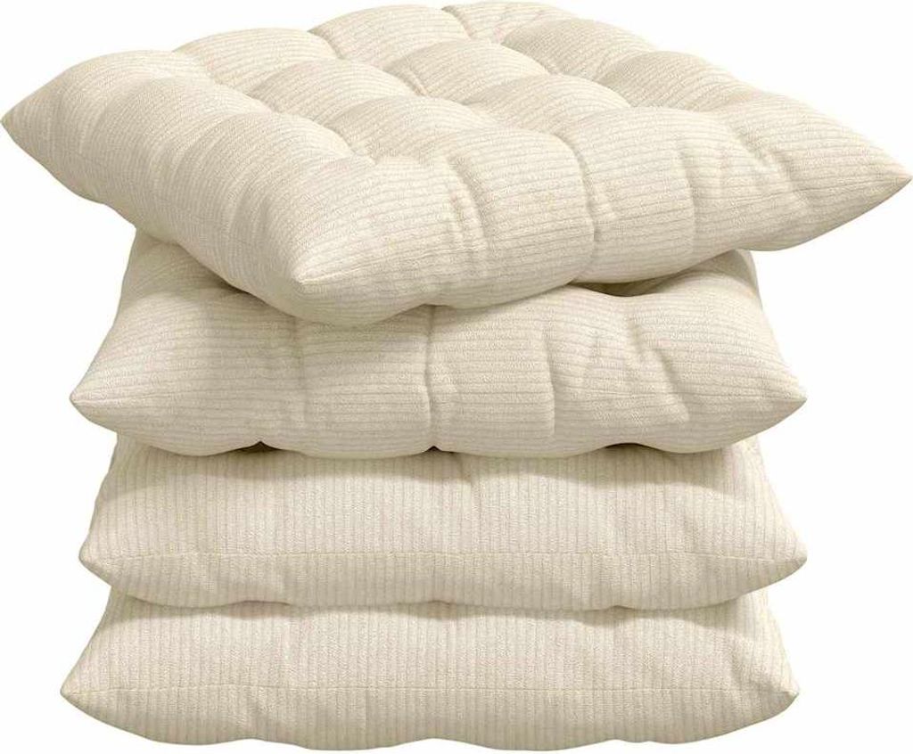 vidaXL Sitzkissen 4 pcs Creme 40 x 40 x 6 cm Cordstoff