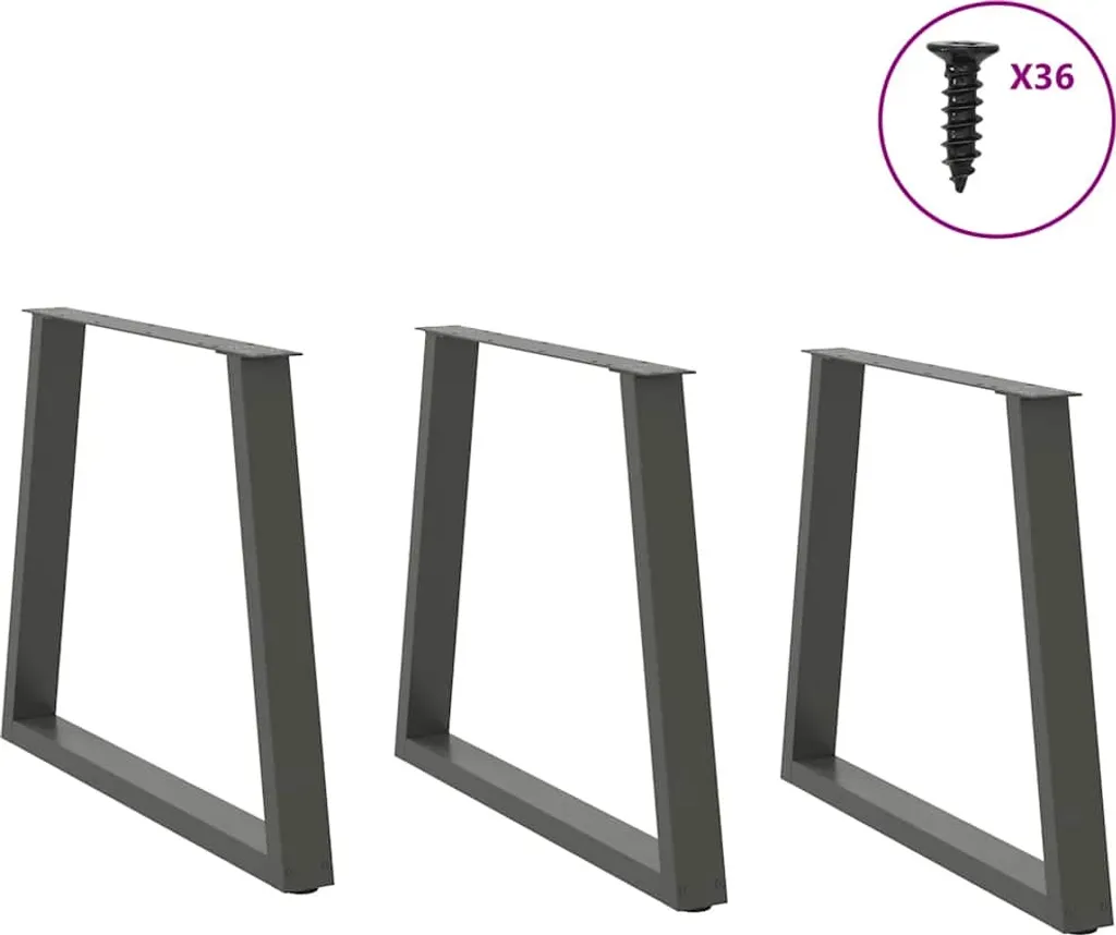 Gambe Tavolo a V vidaXL Acciaio Antracite 70x73 cm - Set 3 Pezzi