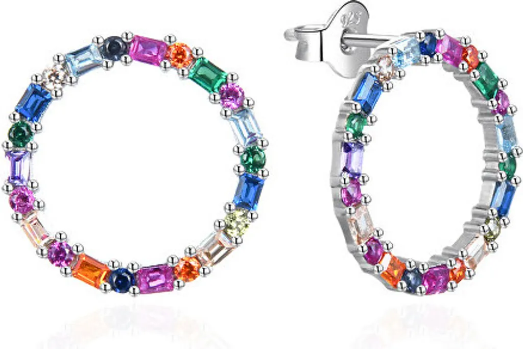 Boucles d'oreilles Argent et Zircones de couleur AGT-E163PC Élégantes