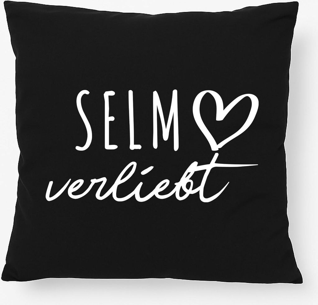 Huuraa Kissen Selm verliebt 40x40cm mit Füllung Black Baumwolle Dekokissen Geschenkidee