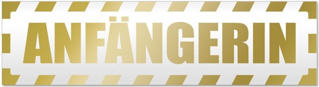 Kiwistar Anfängerin gestreift Magnetschild Schild magnetisch - 60cm Gold - Magnetfolie für Auto PKW Kfz