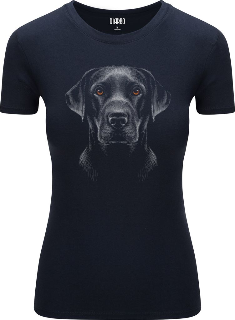 Diarbo Damen T-Shirt mit Tierliebhaber Druck Labrador Büsten Dunkelblau Gr.M