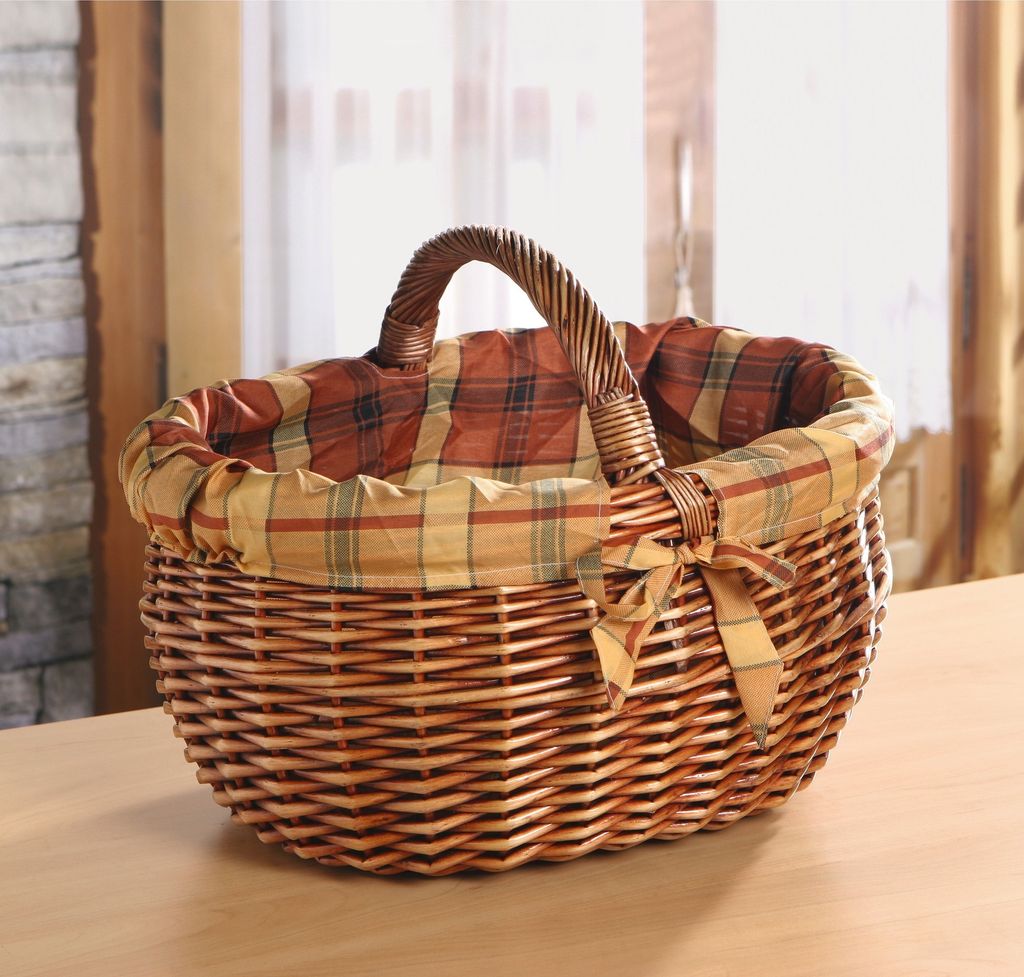 Frank Flechtwaren Einkaufskorb Karo 102181 Bügelkorb Transportkorb Weidenkorb Fahrradkorb