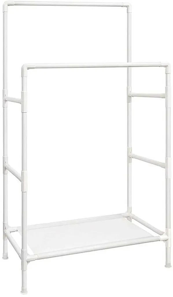 Portant à vêtements en fer avec 2 étagères - Structure stable 88x44cm