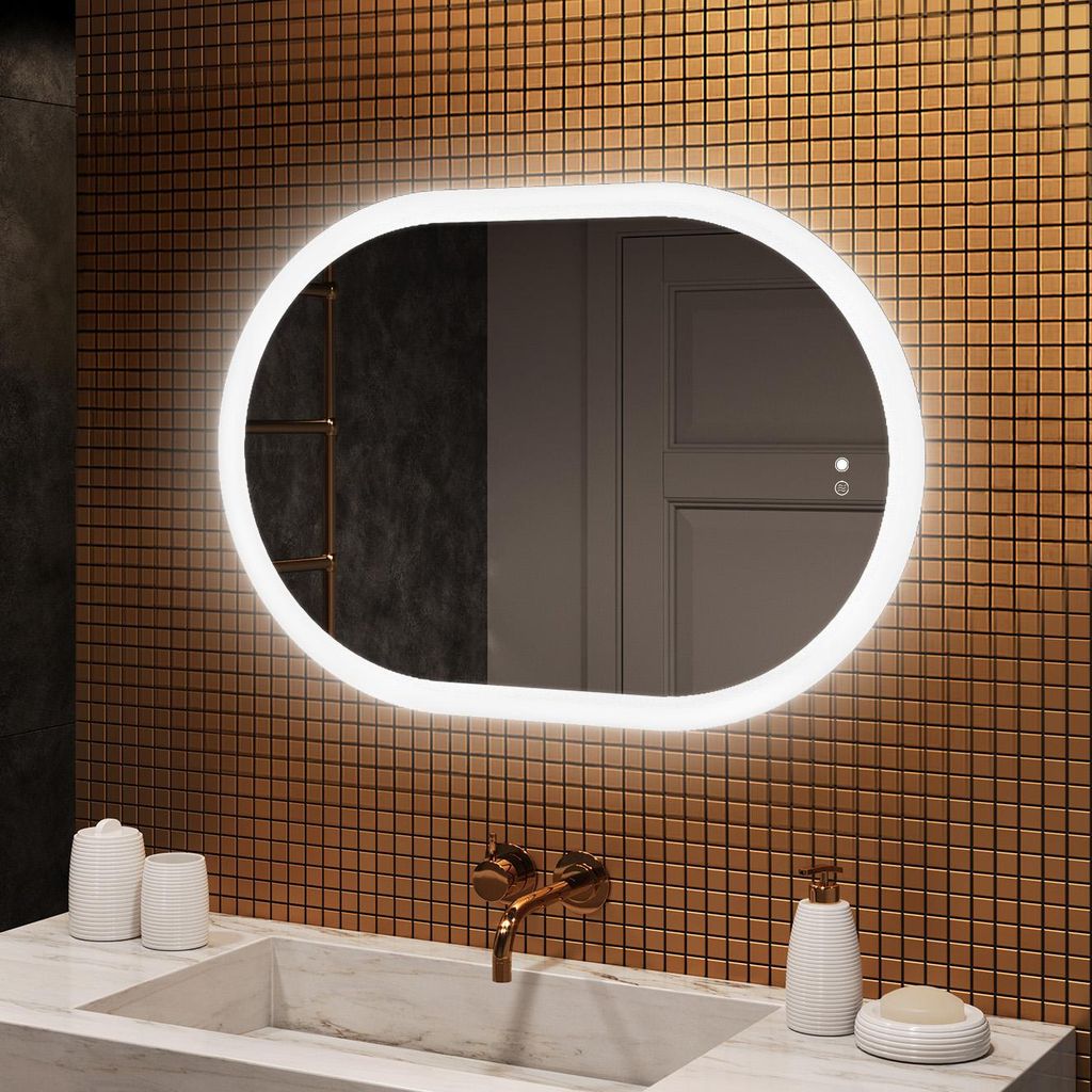 Kúpe??ové zrkadlo 100x70cm - oválny s LED osvetlením - LED Obrázok produktu 