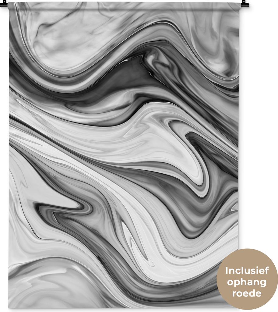 MuchoWow Wandteppich Wandbehang Marmor - Muster - Grau - Marmoroptik - Schwarz 120x160 cm Tapisserie Dekoration Wandtuch - Wohnzimmer - Moderne