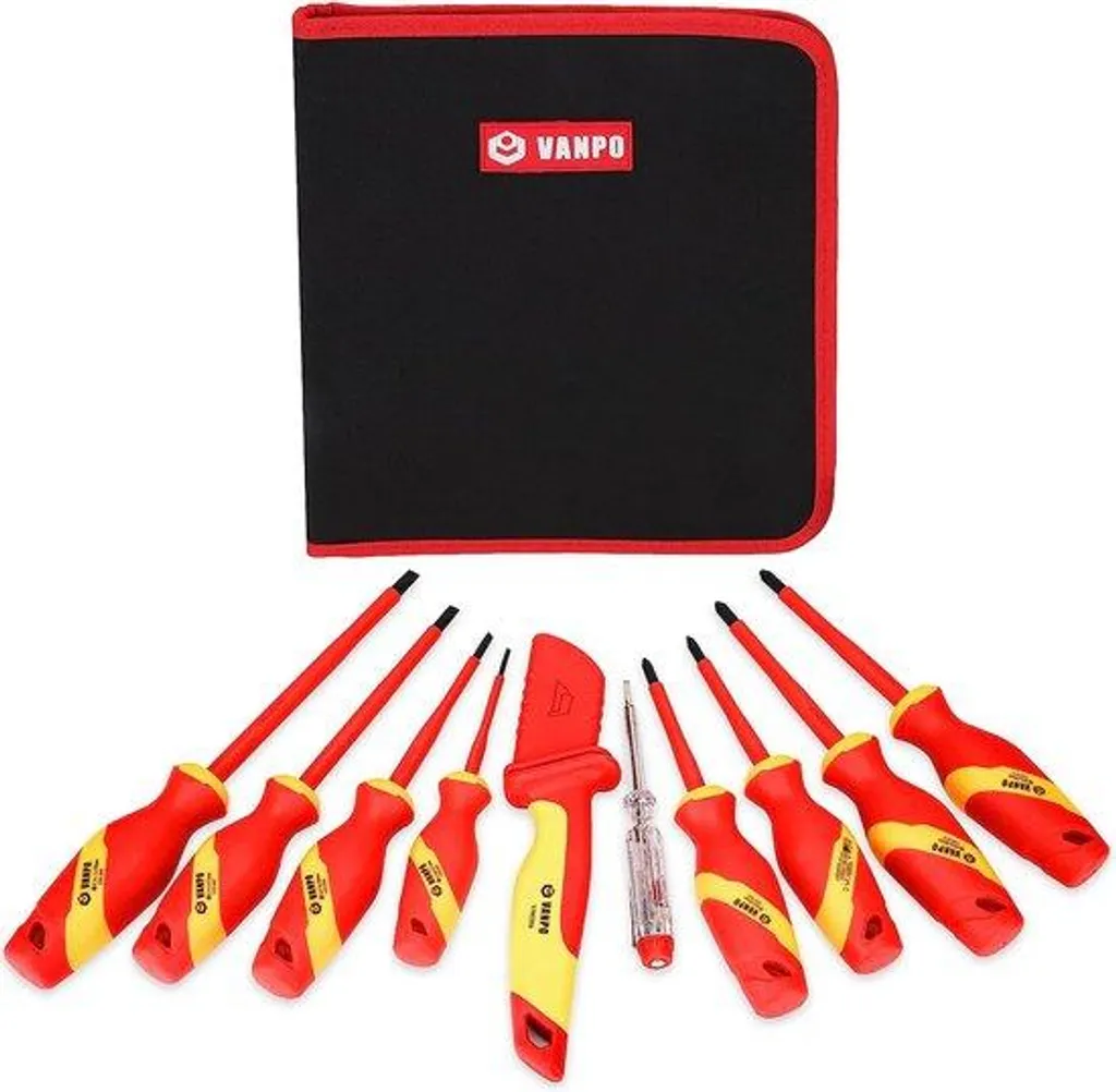 Jeu de 10 outils isolés 1000V avec tournevis magnétiques et testeur