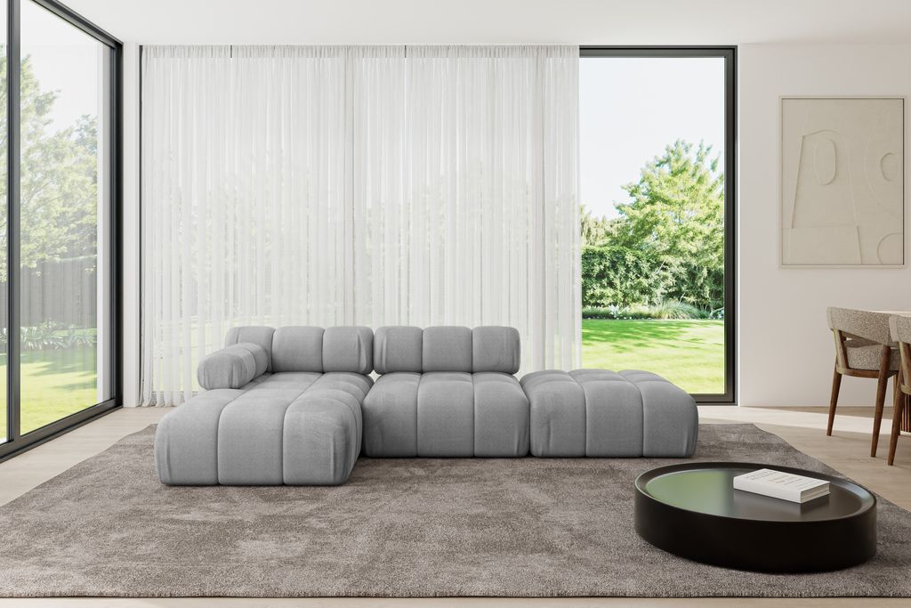 ALTDECOR Modulares Sofa Ecksofa in L-Form - Lizur-L1 - 285x160x70 cm Hellgrau Corner modular Sofa Eckcouch Couch Wohnlandschaft Cauchsofa Polstersofa