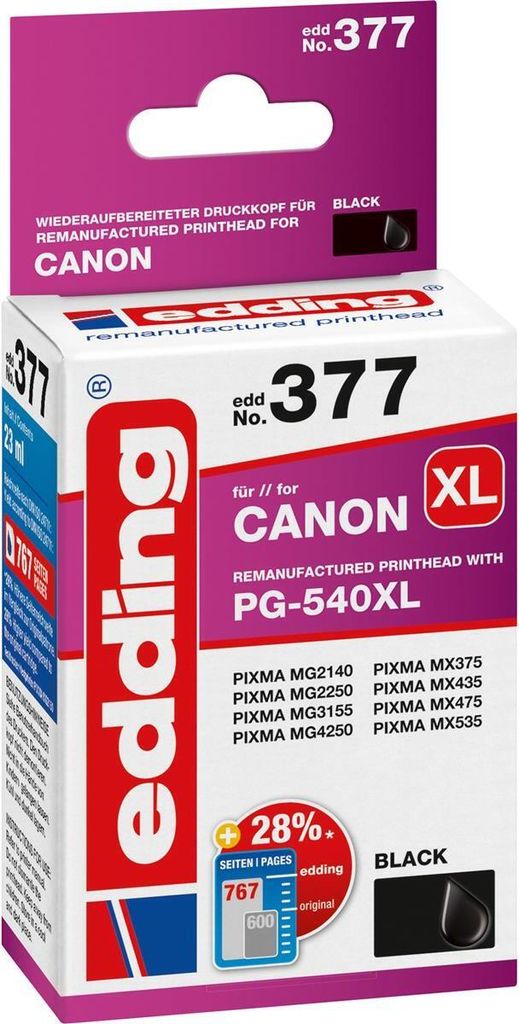 EDD-377 - Tinte - Canon - schwarz - PG-540XL - refill Immagine del prodotto 