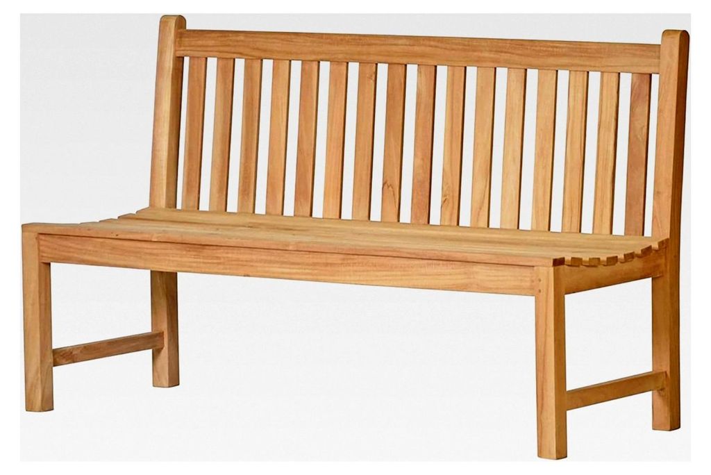 Teak Gartenbank ohne Armlehnen 180 cm wetterfest und unbehandelt