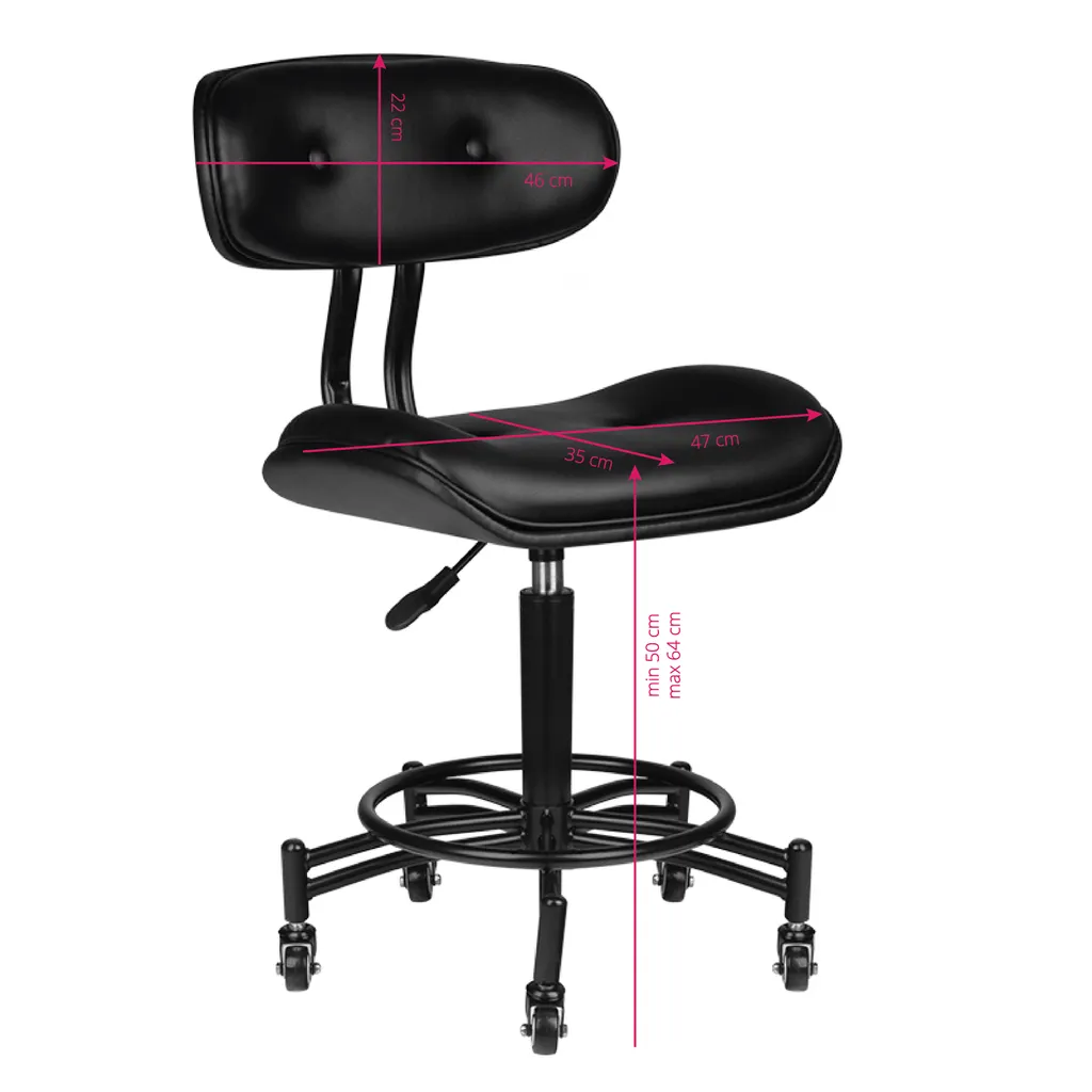 Tabouret de Maquillage à Roulettes Florence Noir pour Salon Beauté