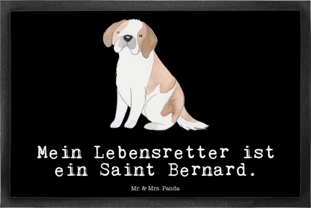 Mr. & Mrs. Panda Schuhabstreifer Saint Bernard Lebensretter 40 x 60 cm - Schwarz - Geschenk, Schmutzfangmatte, Chien Du Saint-Bernard, Fussmatte, h...