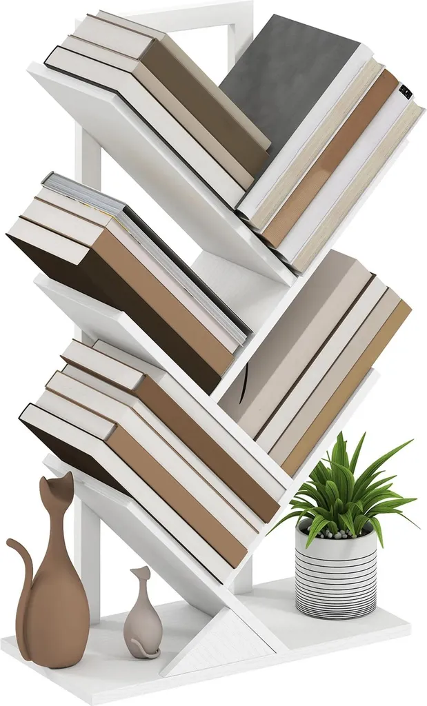 Meuble Bibliothèque Gain de Place pour Petit Salon ou Bureau Blanc